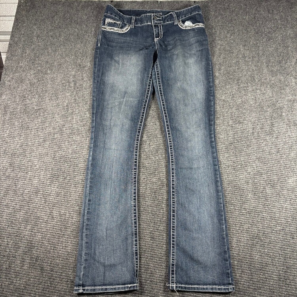 Maurices Bootcut Jeans Womens 9/10 Long Blue Excellent Embellished Y2K Bling